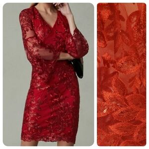 NWOT Red sequin lace dress by LM collection